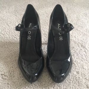 Aldo Black Patent Leather Mary Janes Size 38